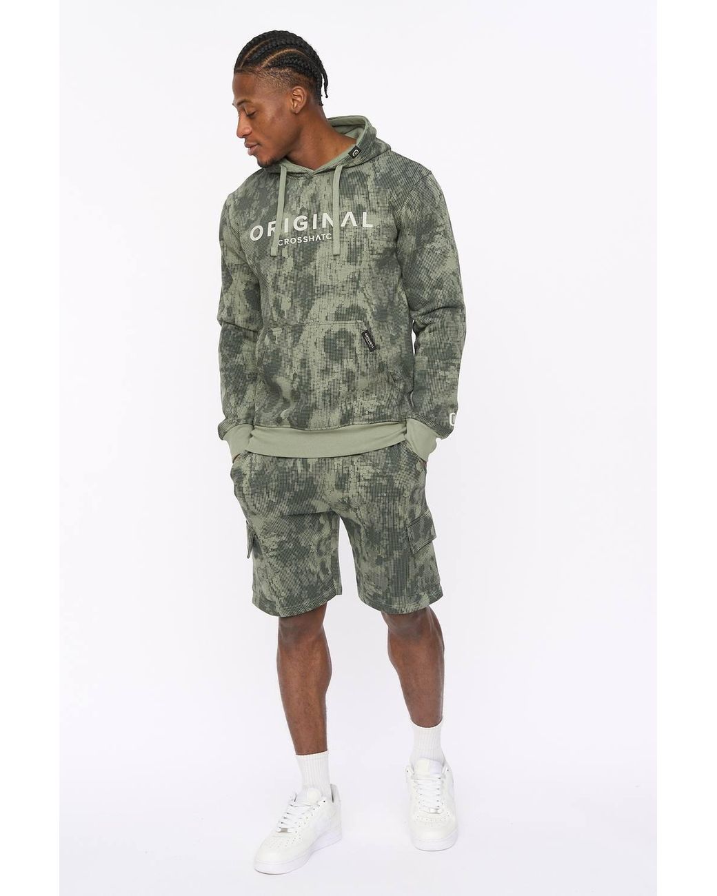 Crosshatch Green Bardon Hoodie With High Build Graphics for men
