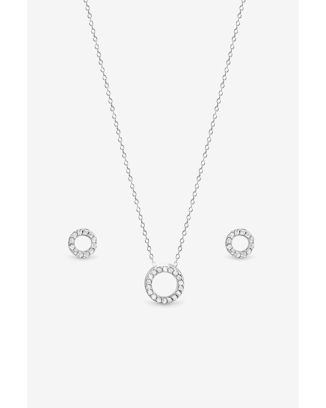 Simply Silver Gray Sterling Plated Open Circle Set