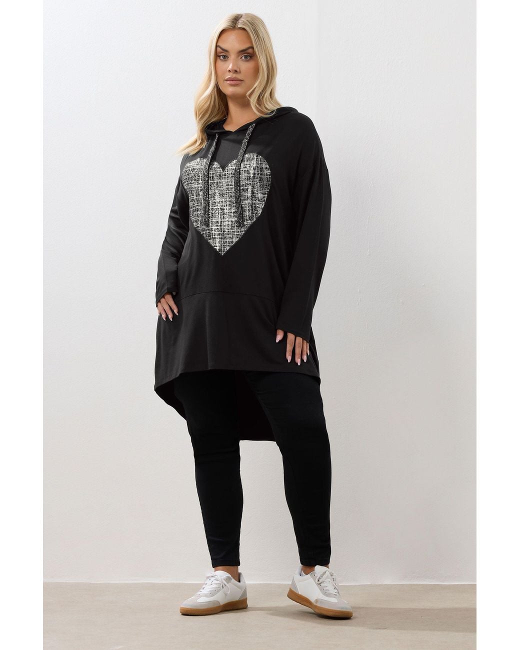 Yours Black Heart Longline Hoodie