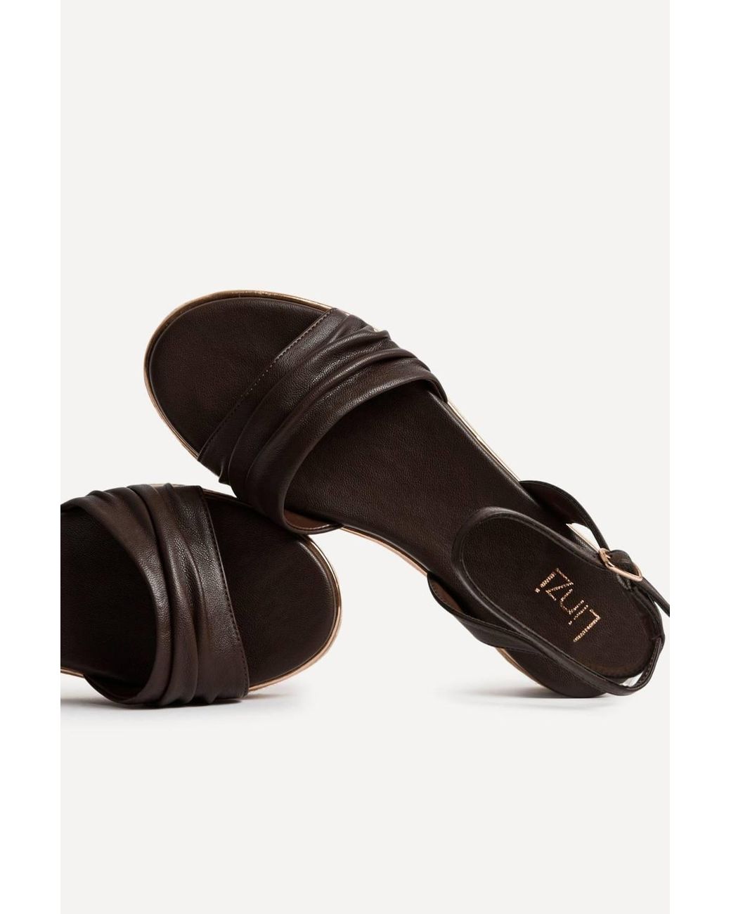 Linzi Black Dazed Faux Leather Flatform Sandals