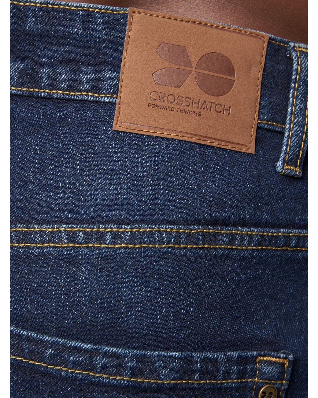 Crosshatch Blue Chas Straight-Fit Stretch Denim Jeans With Zip Fly for men
