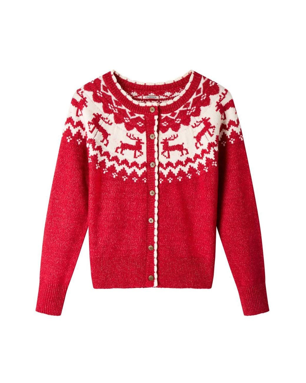 Joe Browns Pink Retro Reindeer Fairisle Cardigan