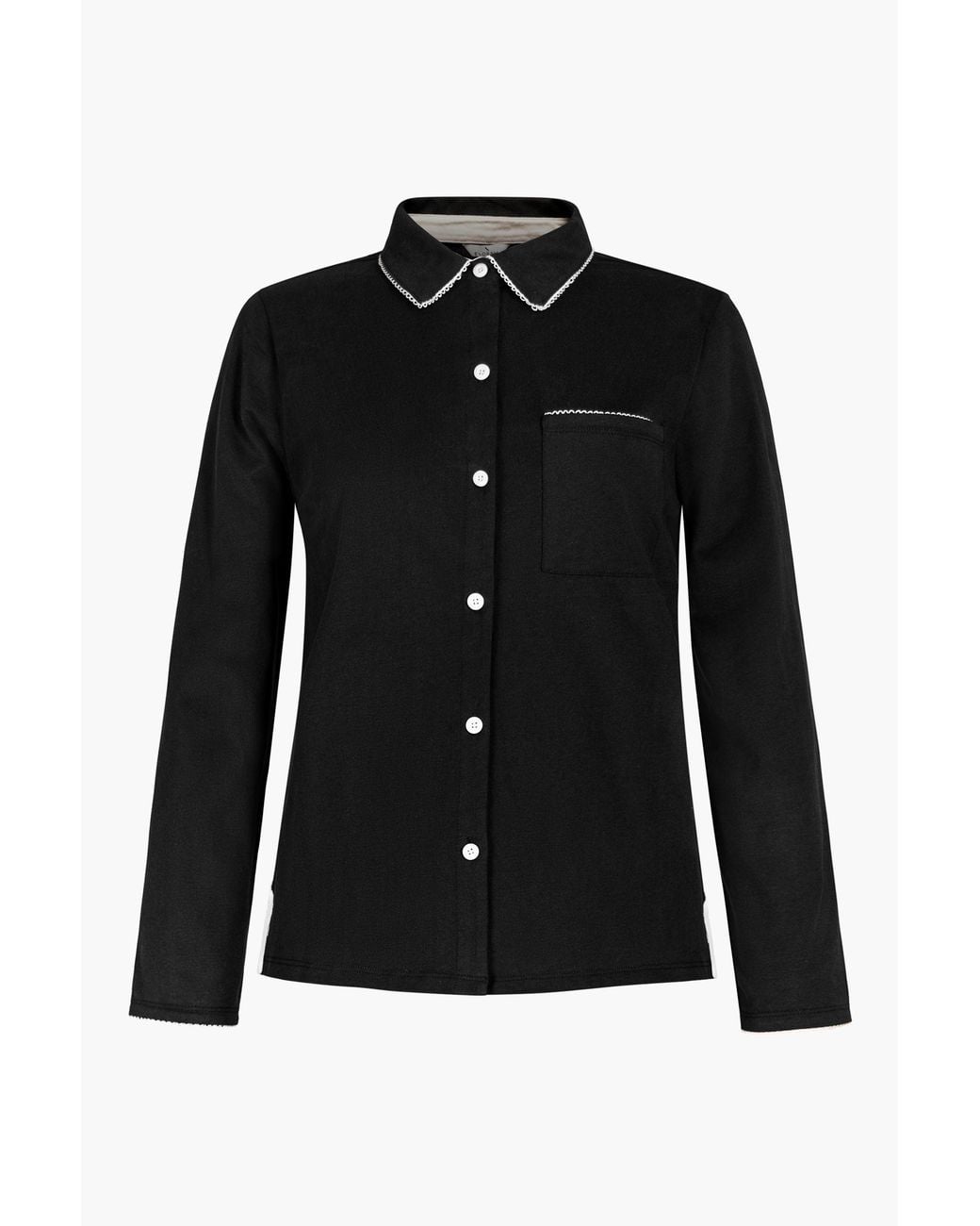 Enorsia Black Premium Cotton Long Sleeve Shirts & Pajama Set