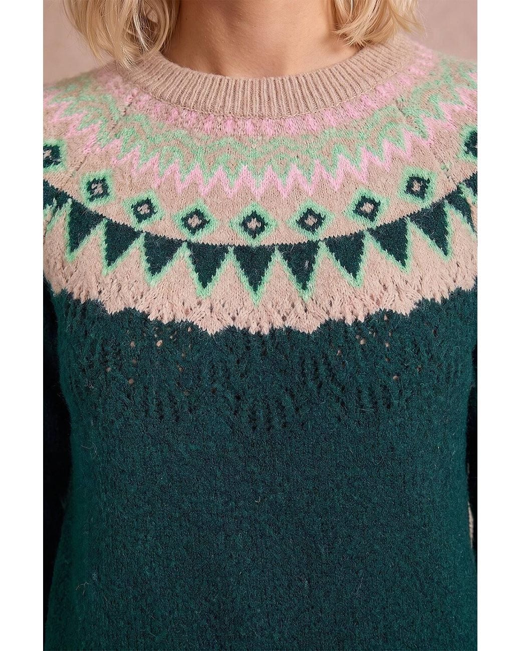 Roman Green Petite Fairisle Knit Jumper