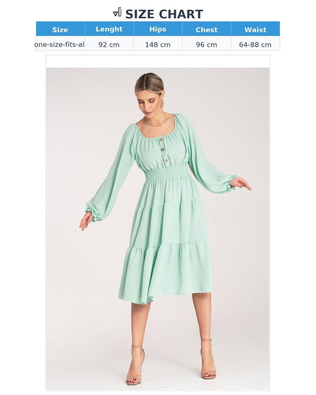 Love Lace Green Midi Ruched Dress Spanish Neckline Wooden Buttons