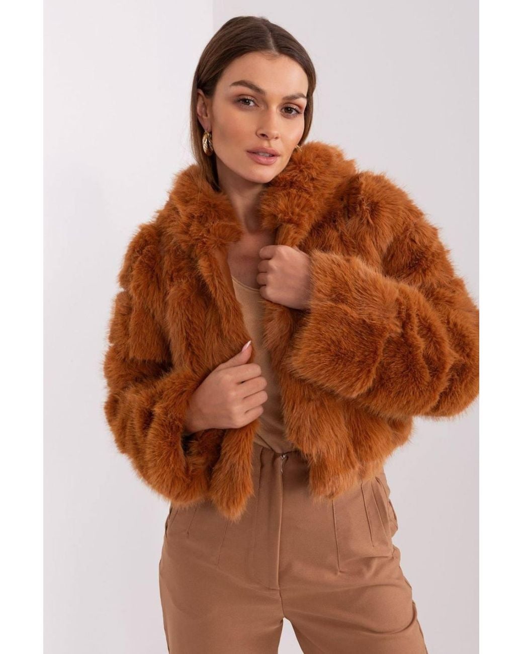 Love Lace Brown Fur Trim Hooded Lightweight Transitional Jacket Style 189521