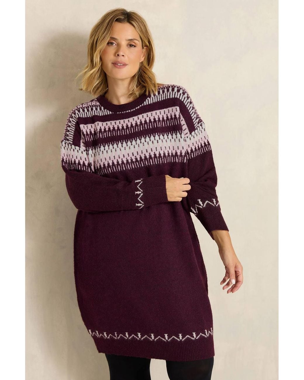 Evans Purple Fairisle Jumper Dress