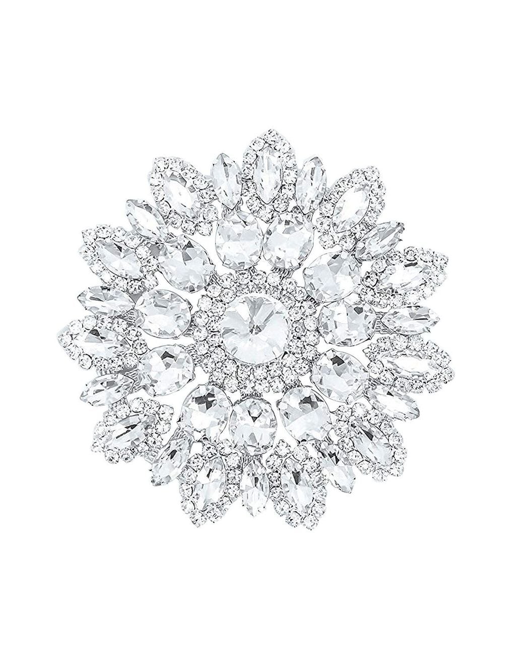 Neel Blue White Diamante Motif, Sew On Crystal Applique, 65Mm