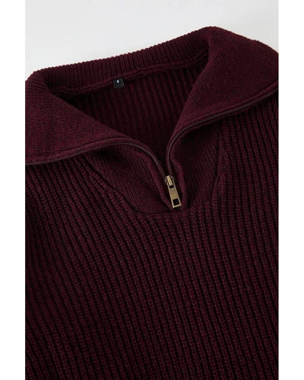 WOVCOR Purple Half Zip Funnel Neck Knit Sweater for men