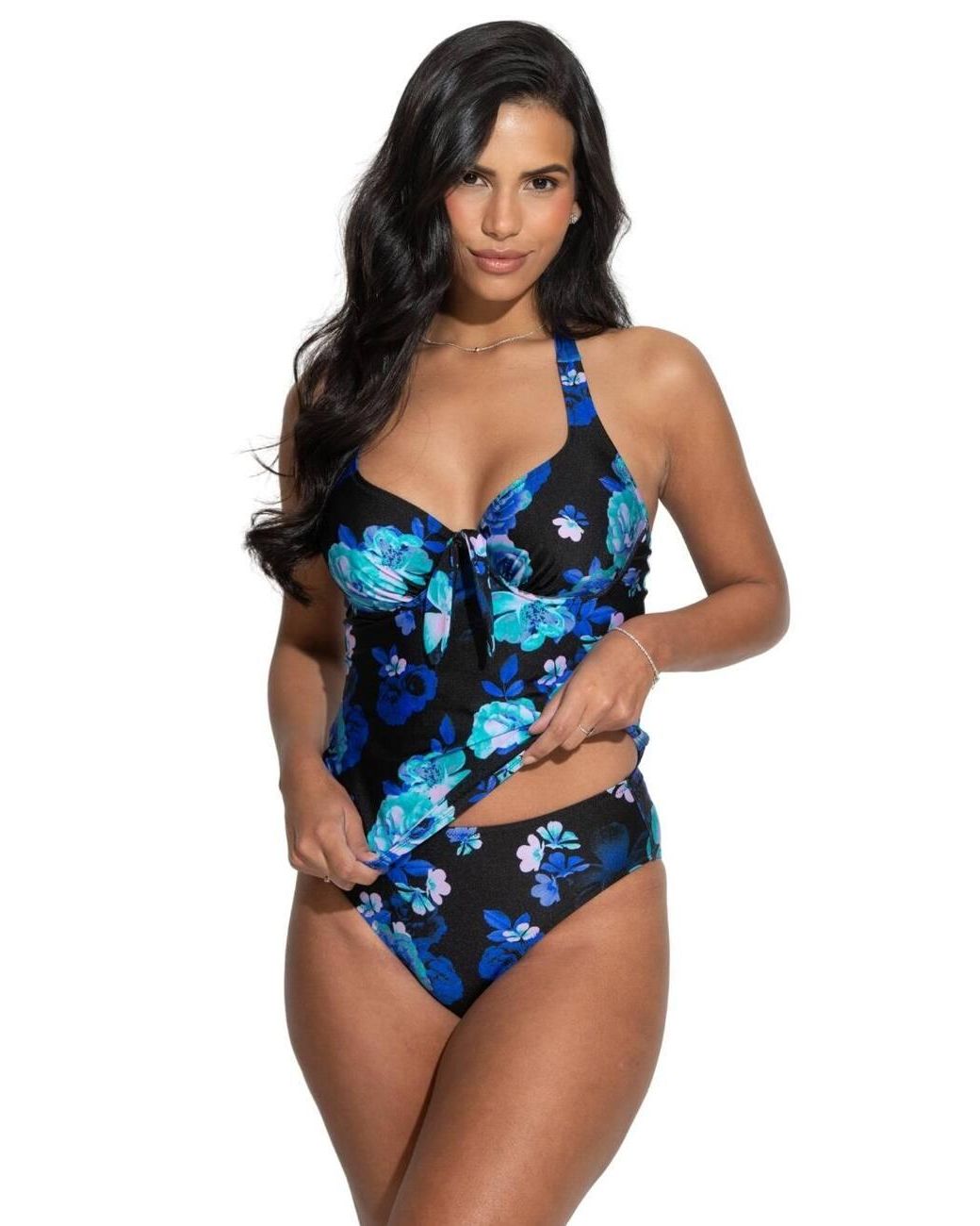 Pour Moi Blue Portofino Halter Tankini Top
