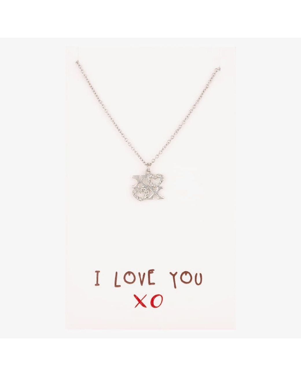 T.H.Baker White Sentiments I Love You Kisses & Hearts Pendant 14673