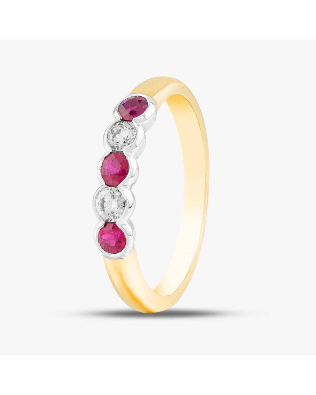 T.H.Baker Pink 18Ct Brilliant Cut Ruby & Diamond Five Stone Ring 33680G5 N
