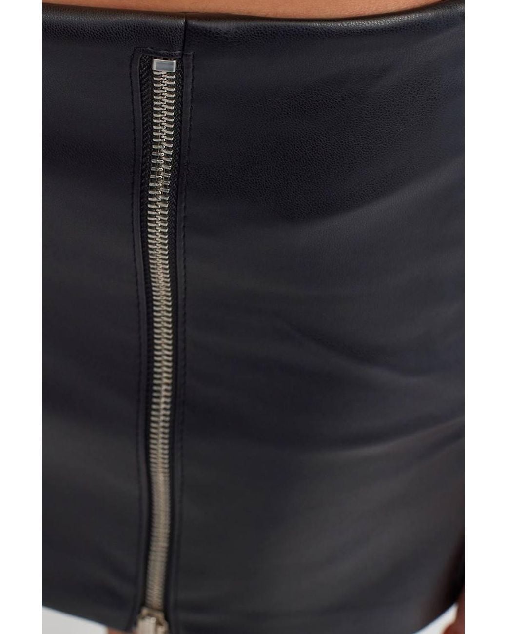 Dilvin Blue High-Waist Faux Leather Mini Skirt