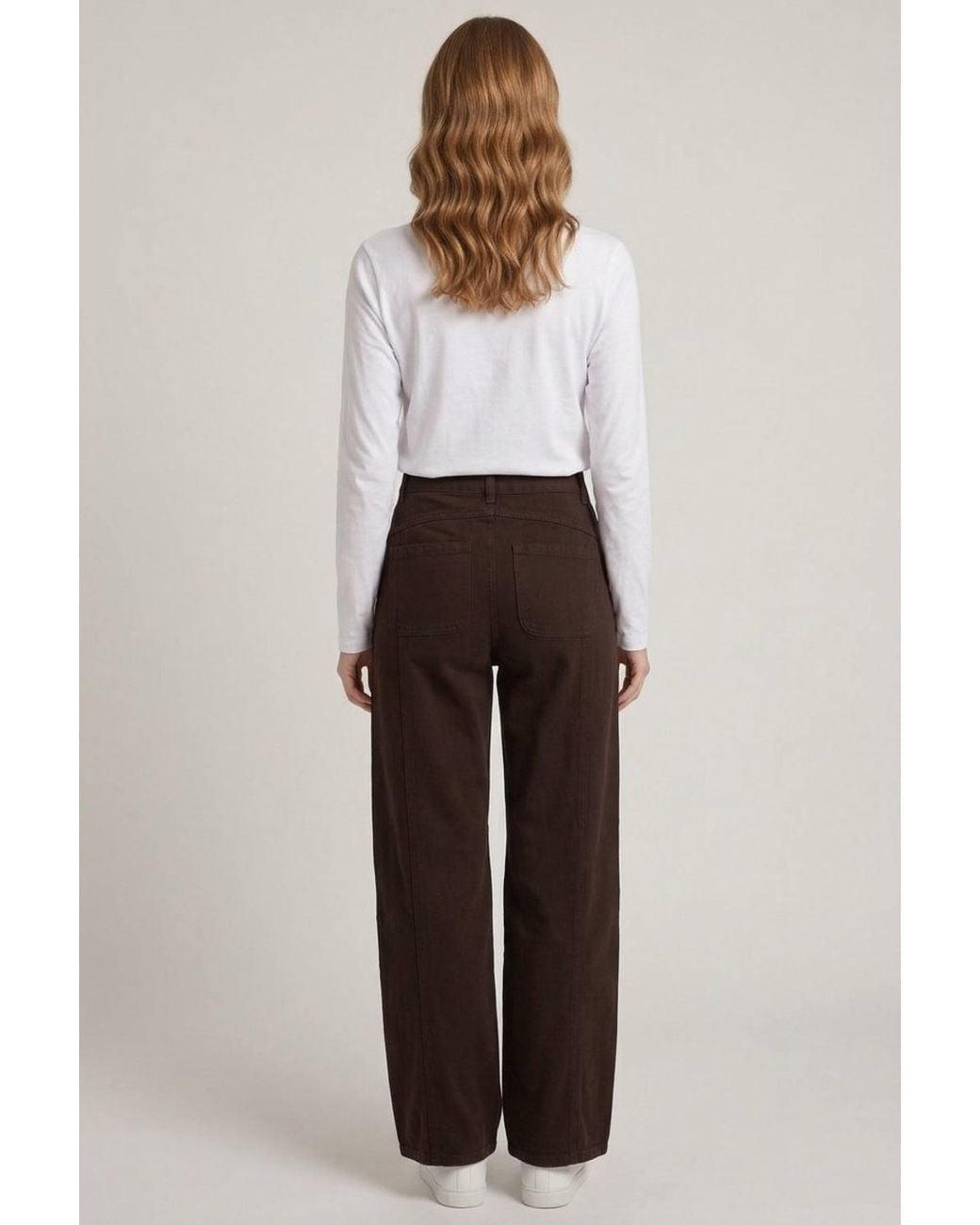 Izabel London Brown High Waist Barrel Leg Jeans