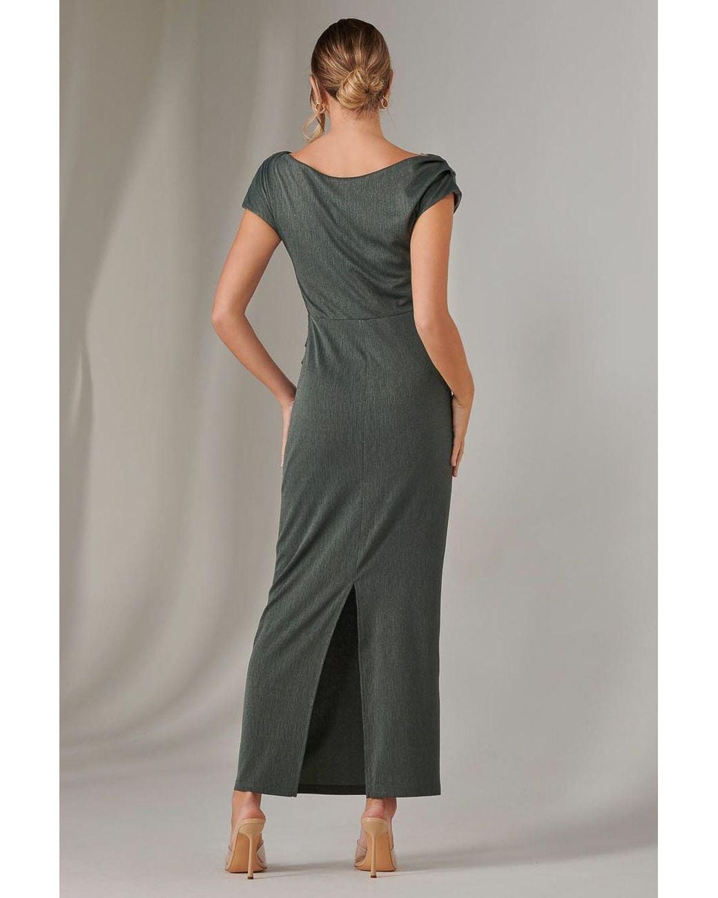 Jolie Moi Green Asymmetrical Bodycon Midaxi Dress