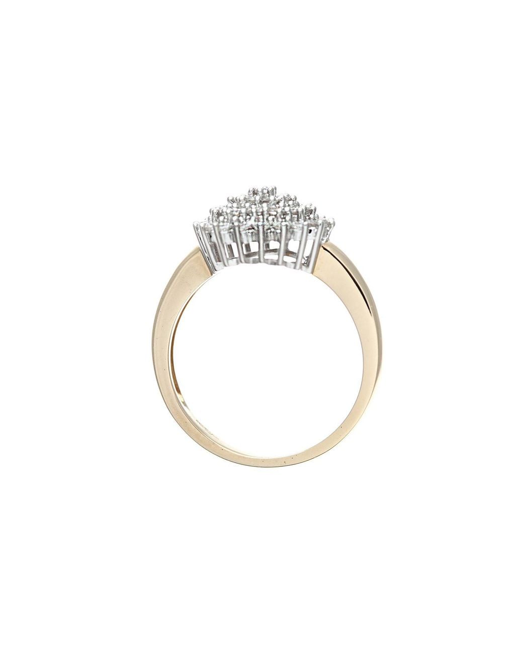 Jewelco London Metallic 9Ct Round 1/2Ct Diamond 4 Tier Wedding Cake Cluster Ring