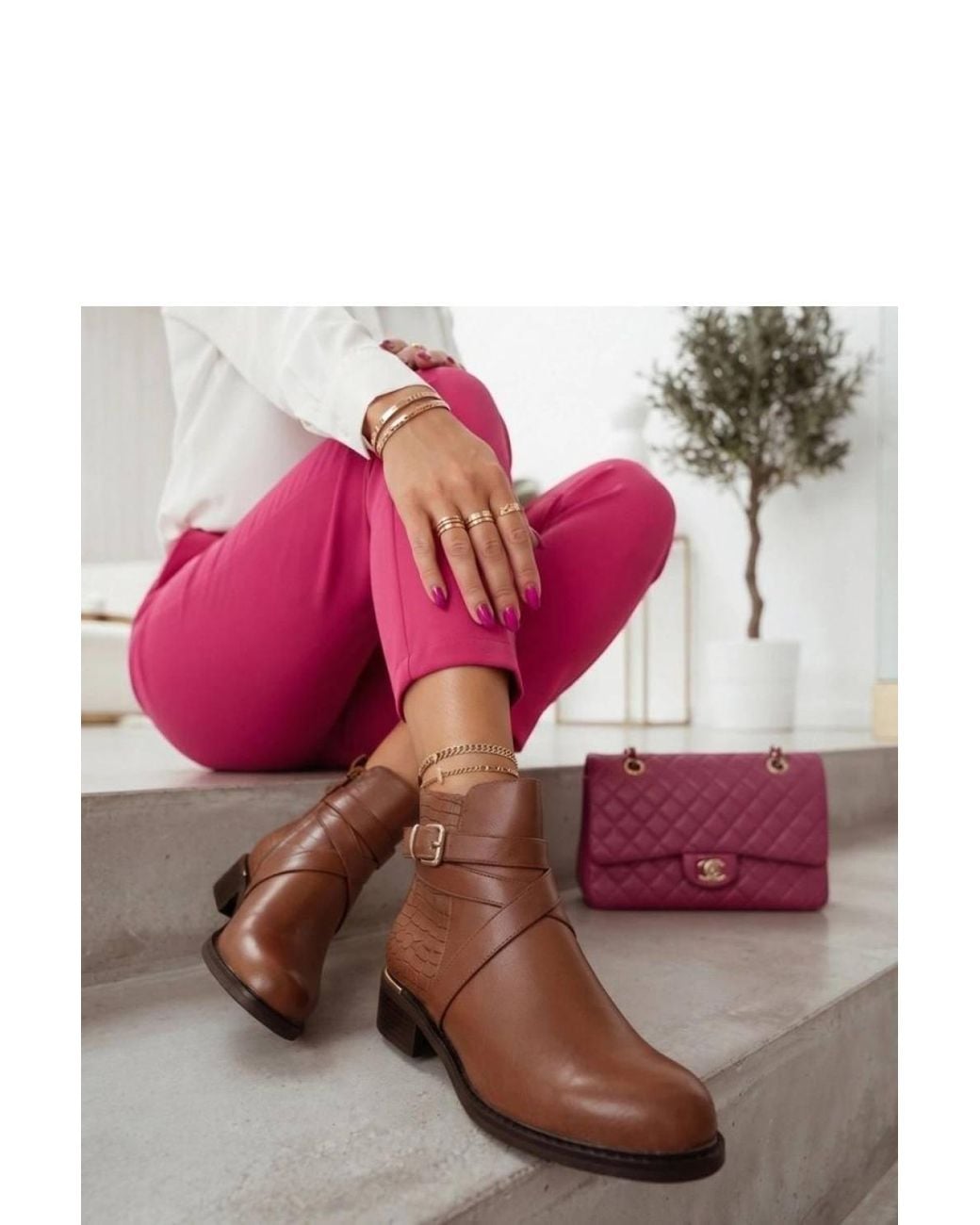 Love Lace Pink Office Round Toe Faux Leather Biker Boots