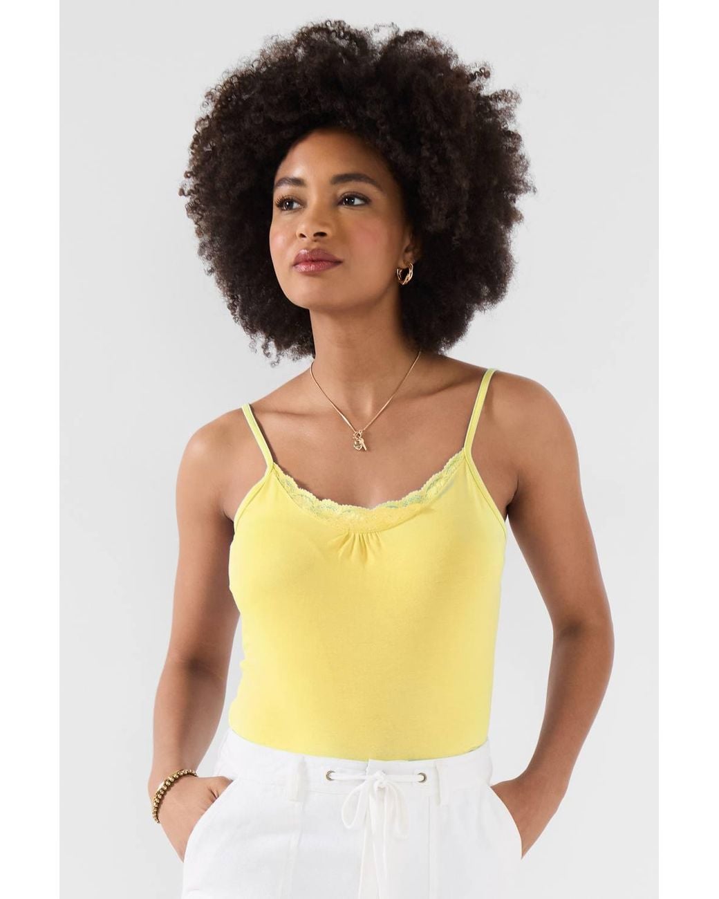 Joe Browns Yellow Lace Trim Jersey Cami With Adjustable Straps