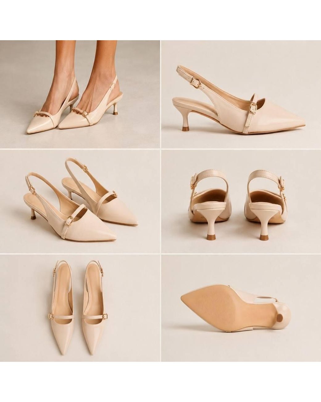 LARANGE Pink Elegant Slingback Kitten Heels For
