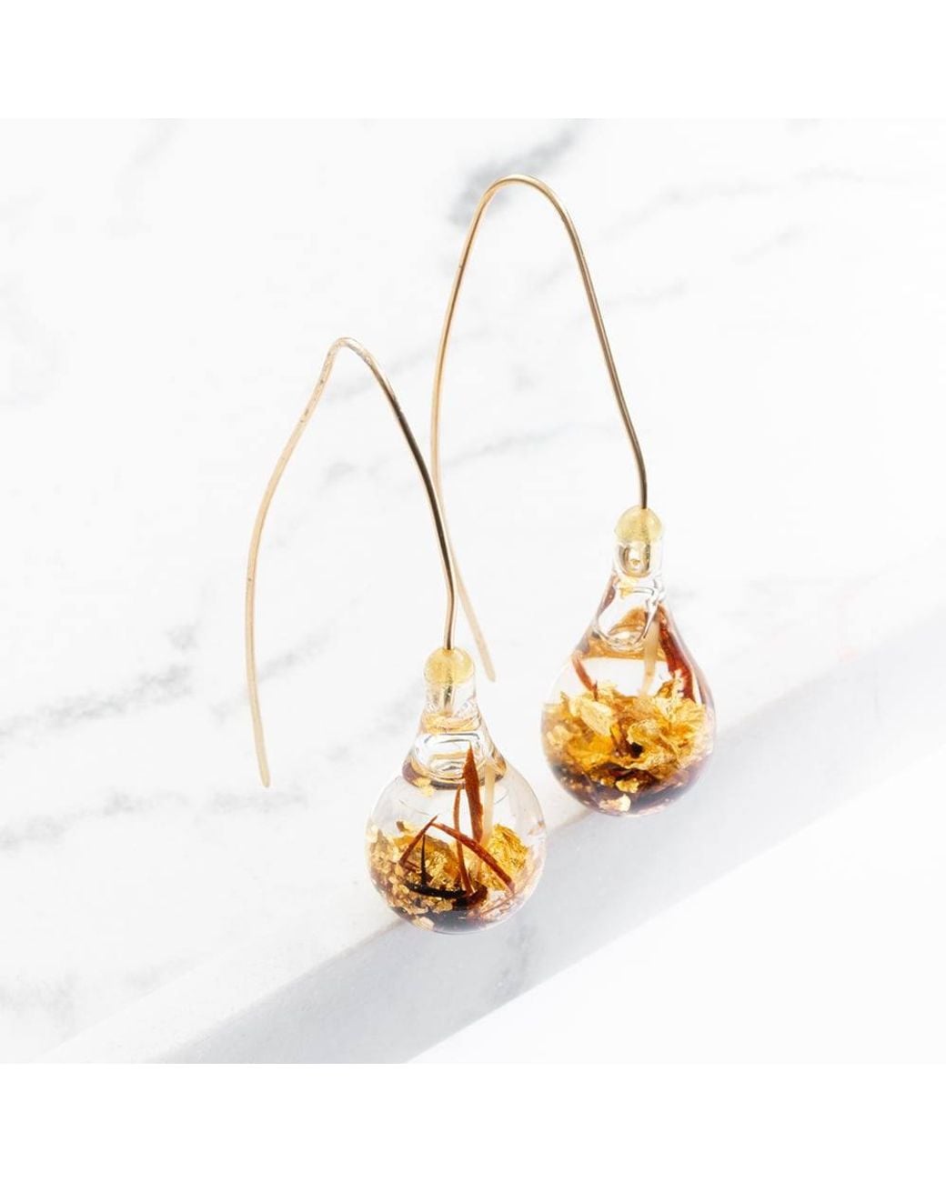 T.H.Baker Metallic Plated Bubble Leaf Dropper Earrings Tmerg Xsg