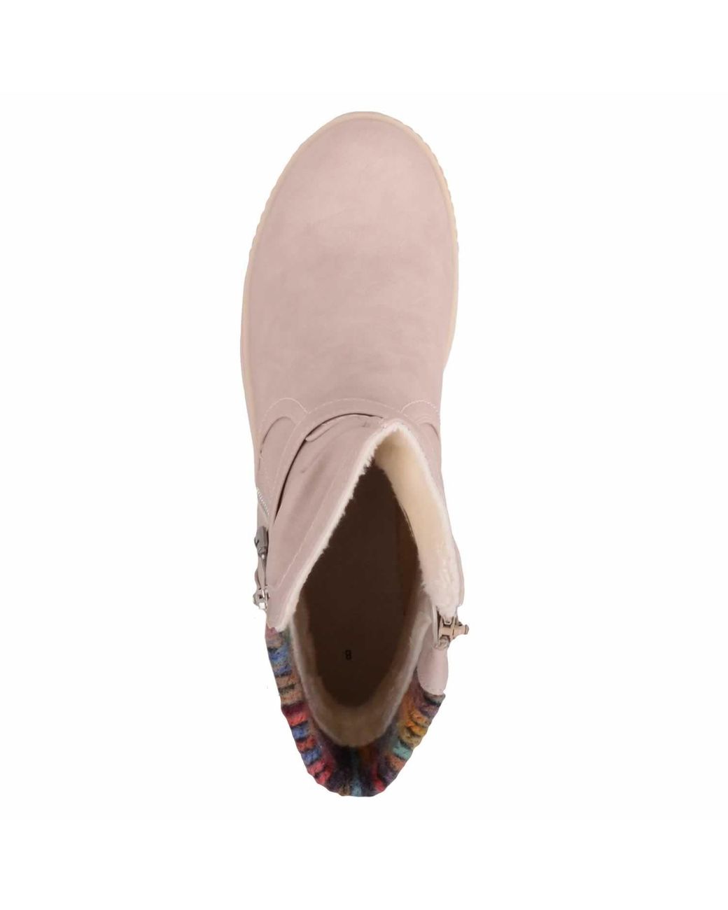 Absolute Footwear Pink Outdoor Winter Ankle Boot, Decorative Knitted Collar & Zip Fastening