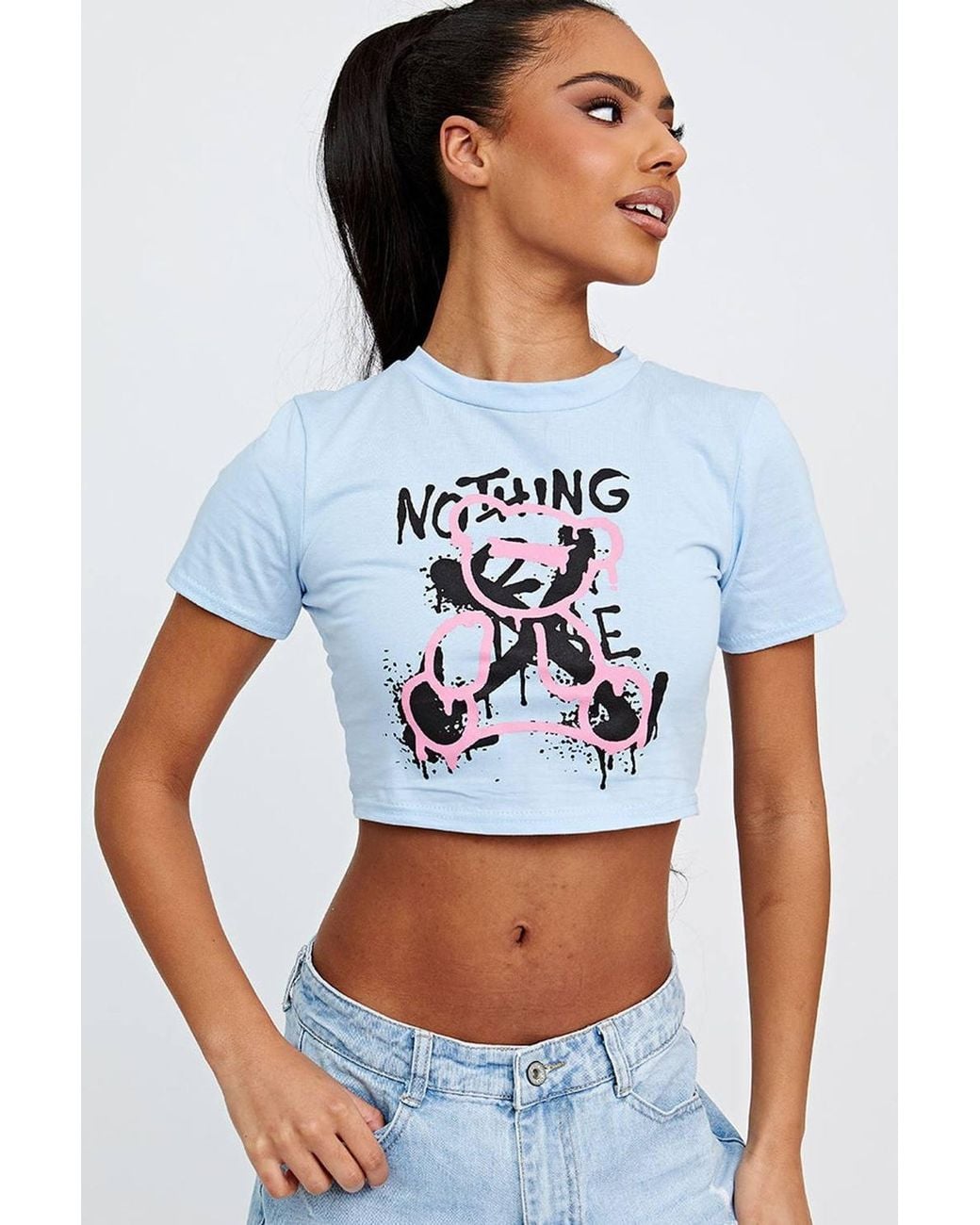 Stylewise White Graphic Print Crew Neck