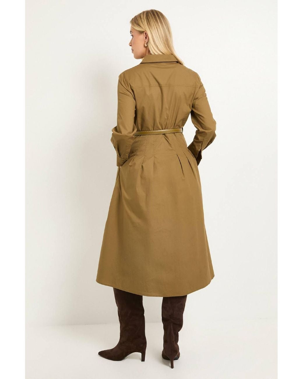 Wallis Natural Petite Cotton Belted Shirt Dress