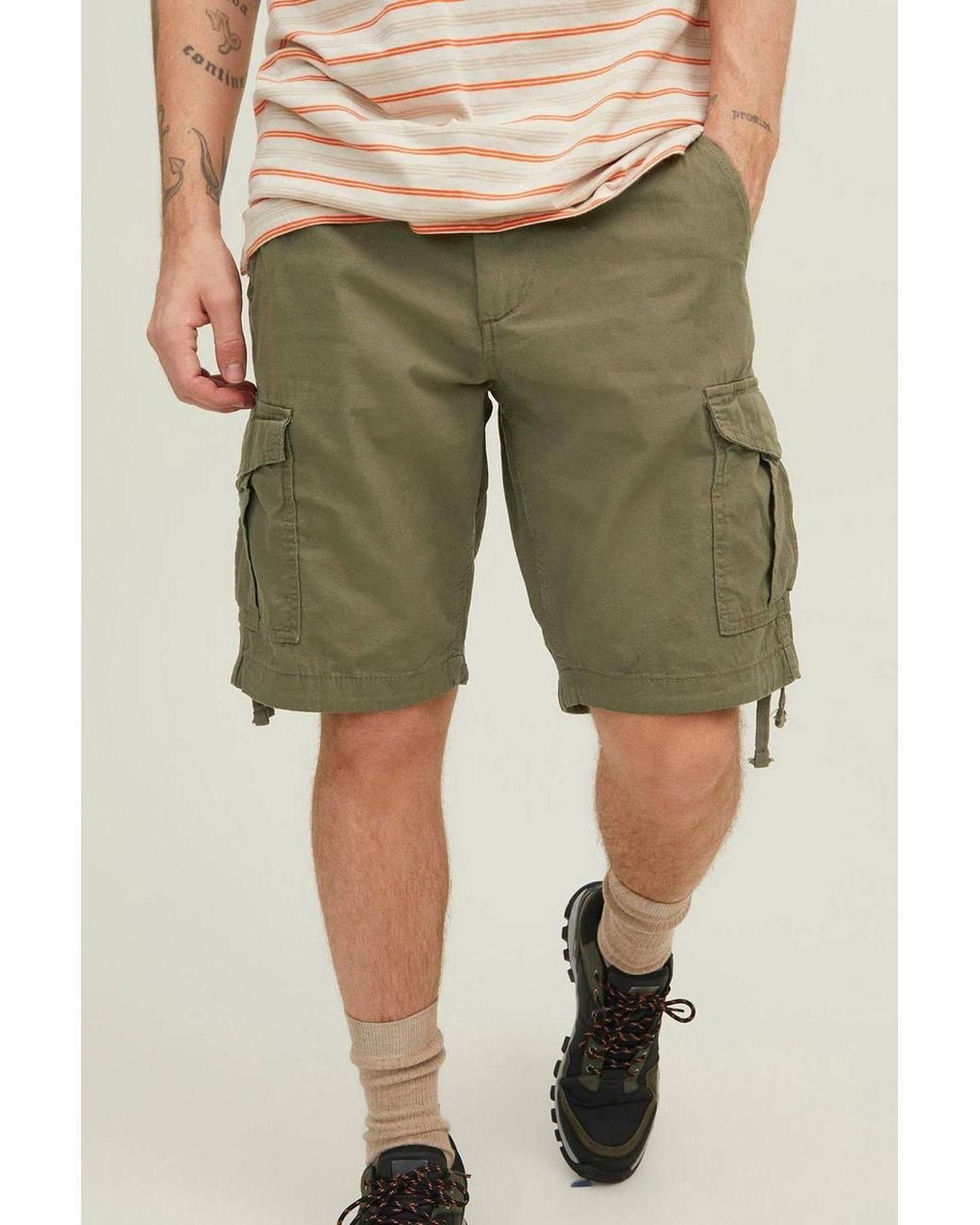 Jack & Jones Green Cargo Shorts Regular Fit Charlie Dave Night for men
