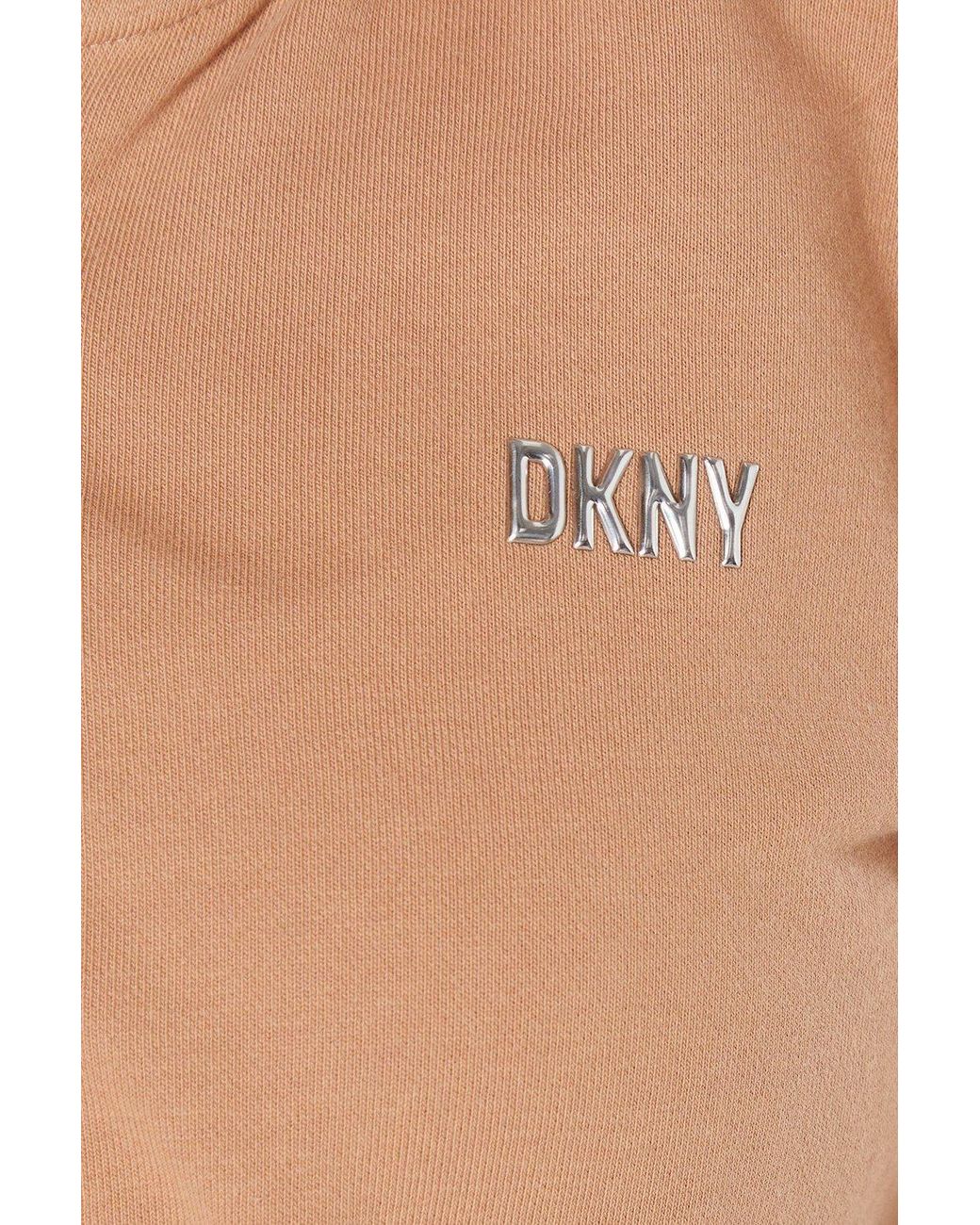 DKNY Natural Metallic Bubble Logo Full Zip Hoodie Cotton