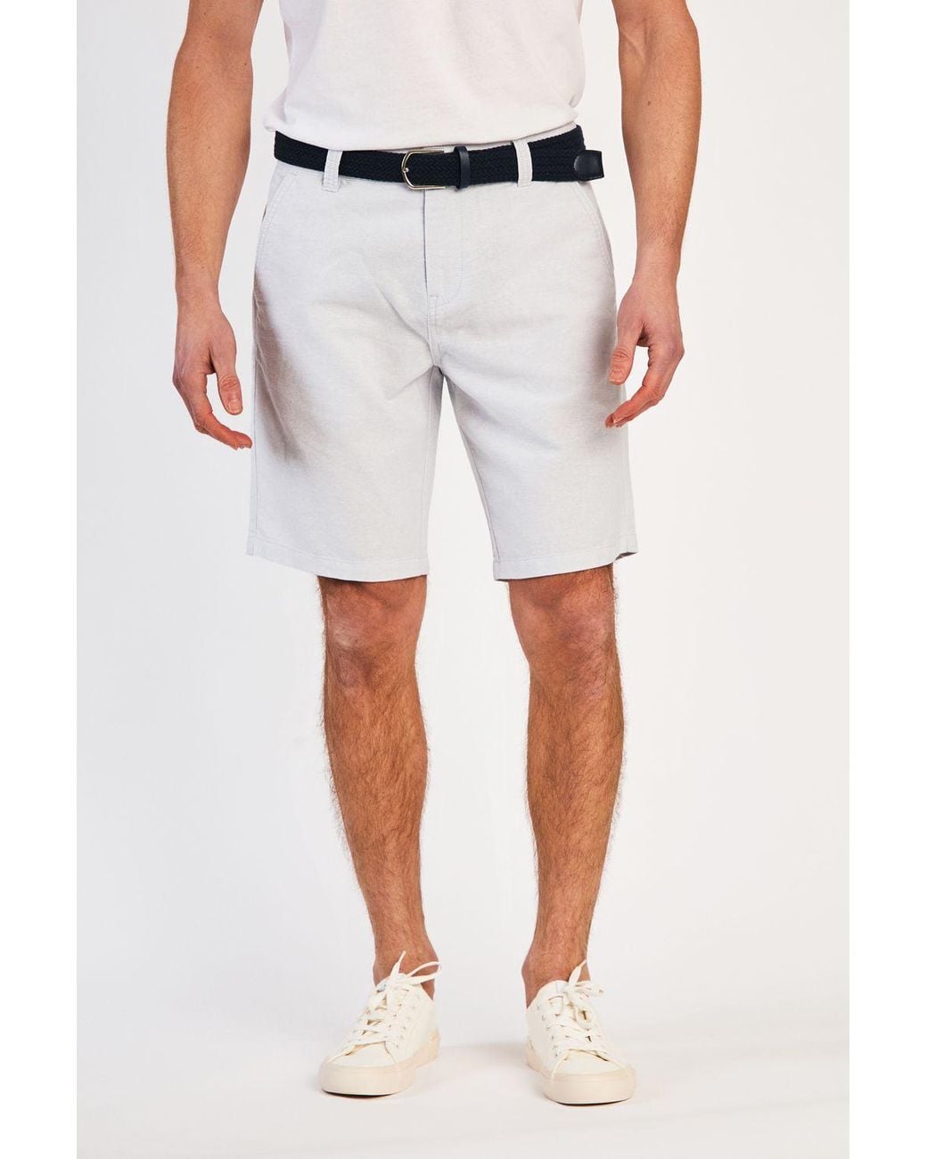 Tokyo Laundry White Cotton Oxford Shorts With Belt for men