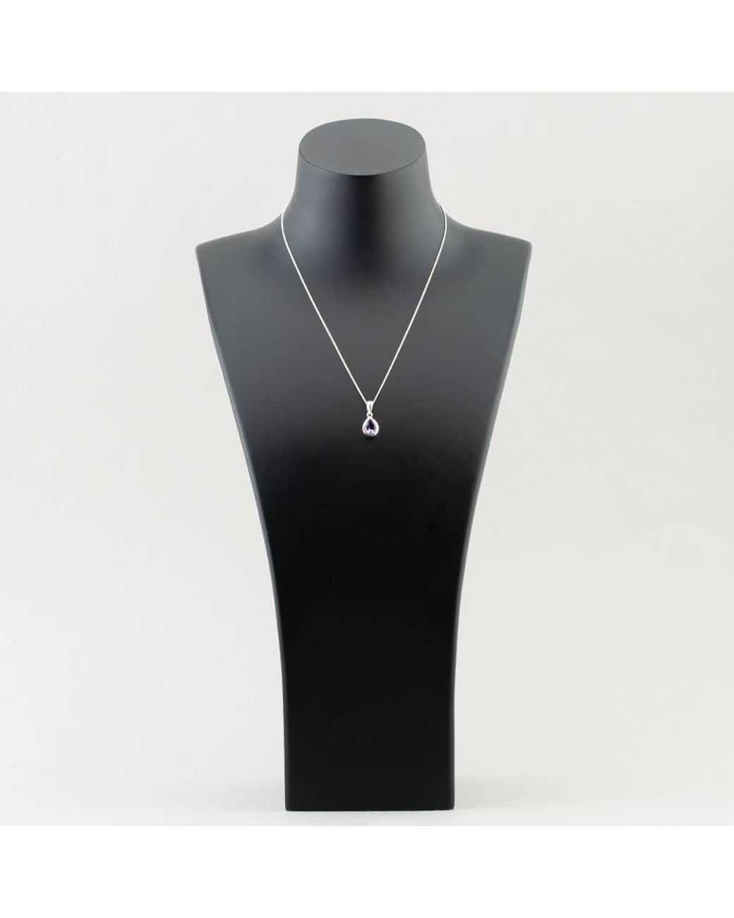 T.H.Baker Metallic Sterling Amethyst Teardrop Necklace P2429M N2326