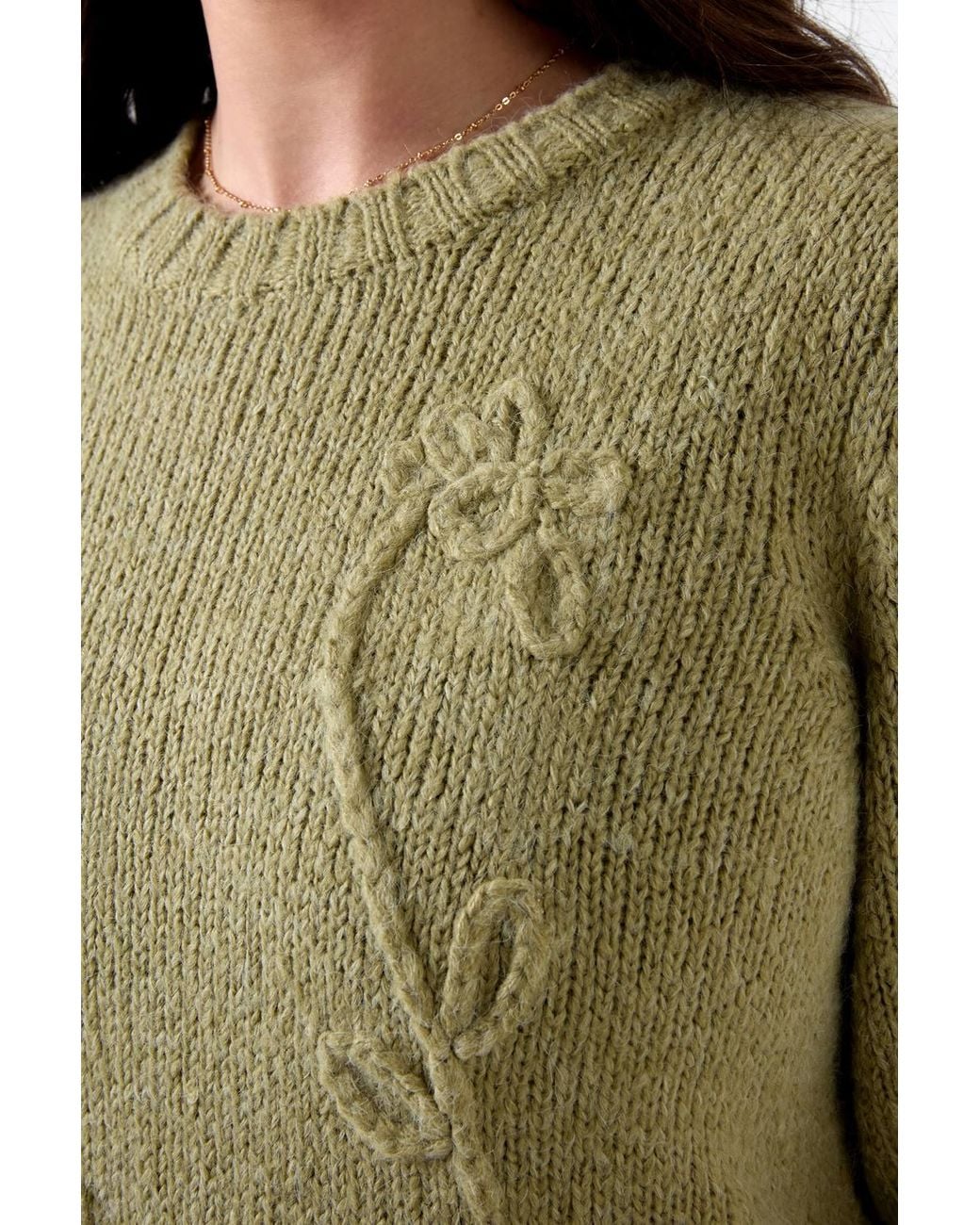 Joe Browns Green Floral Embroidered Jumper