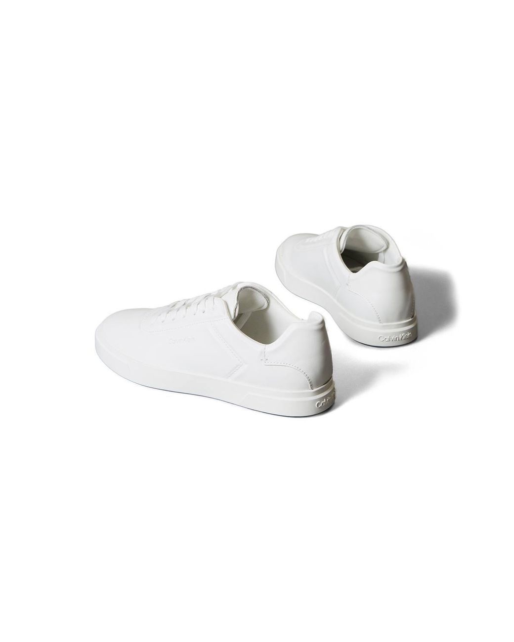 Calvin Klein White Low Profile Oxford Leather Trainers Triple Bright
