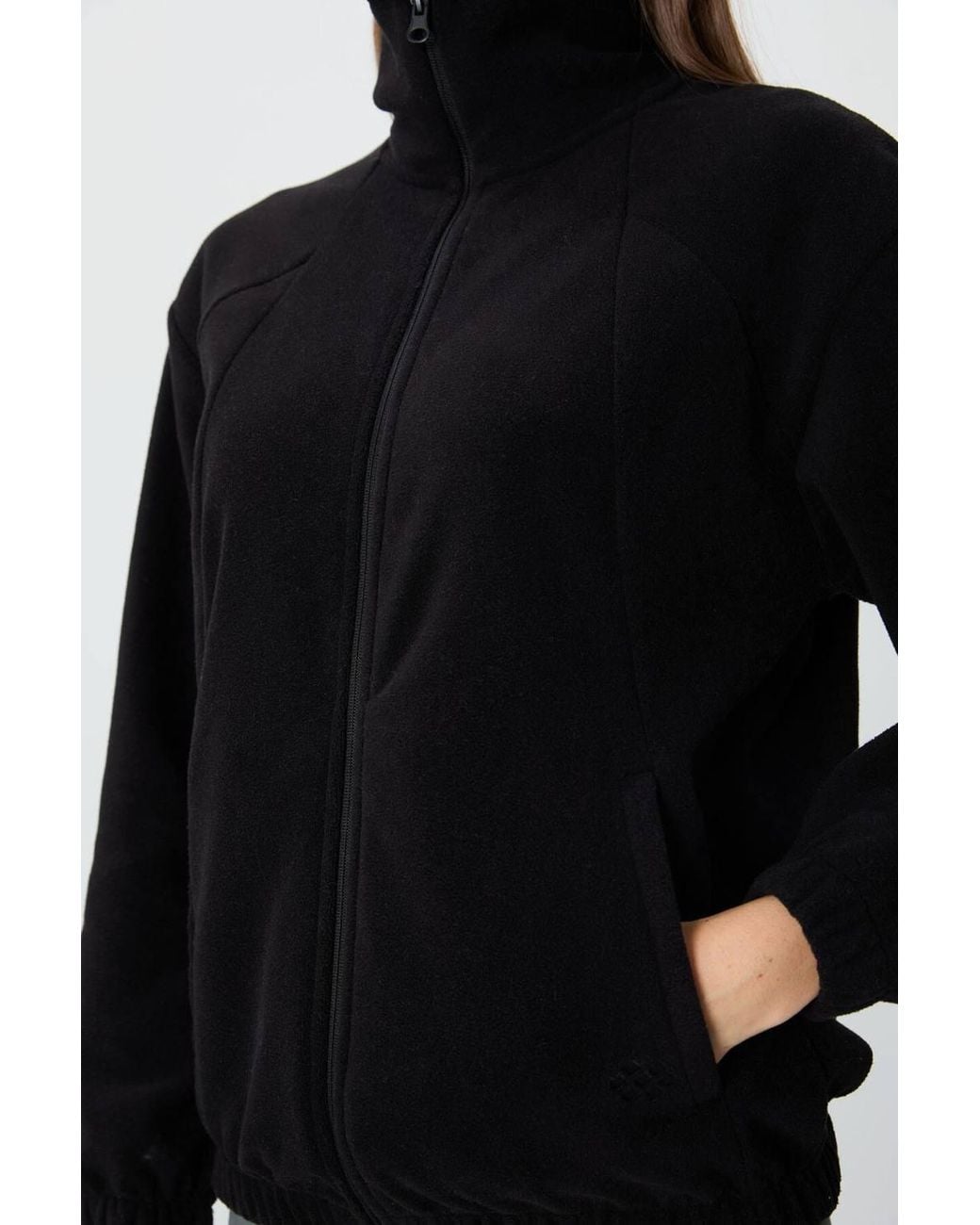 TOMMY LIFE Black Color Block Oversized Zip-Collar Sweatshirt