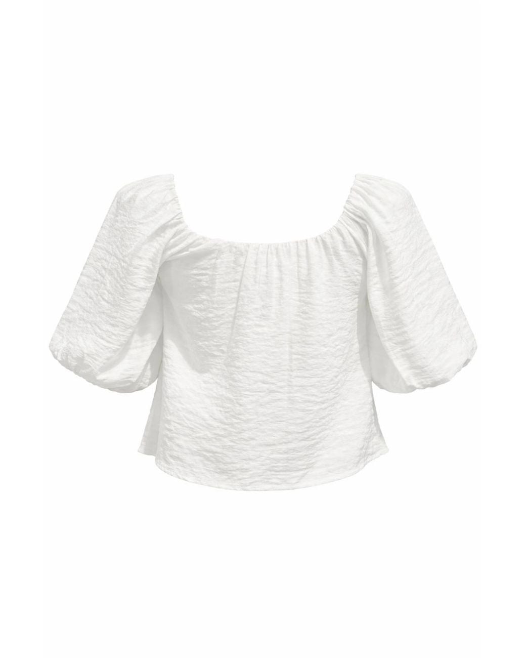 MixRay White Modal Blended Blouse With Madonna Collar & Ruffle Detail