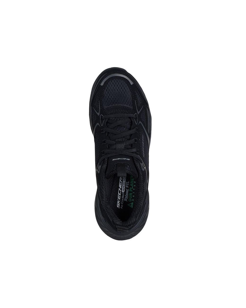 Skechers Black Edgeride Duraleather Overlay Mesh Lace-Up Trainers