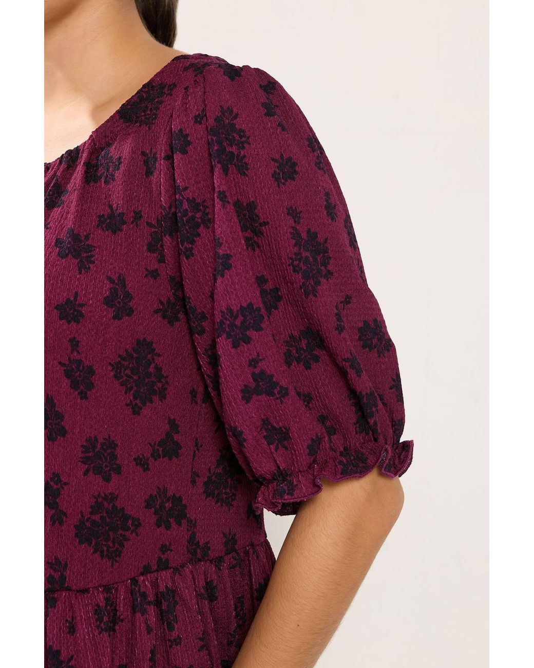 Yours Red Floral Tie Neck Mini Dress