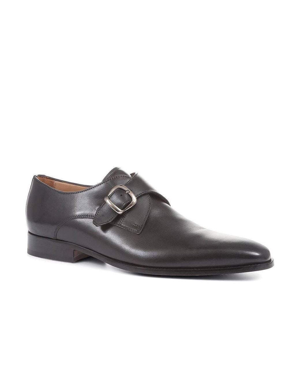 Jones Bootmaker Brown Justin Leather Single Strap Monk Shoes for men