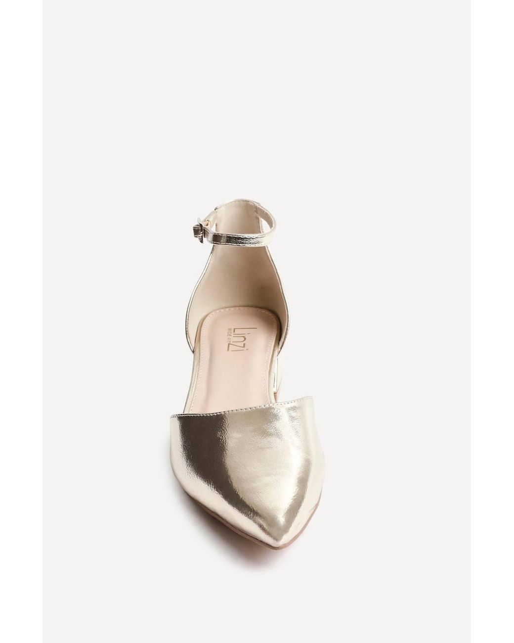Linzi Natural Dolly Wide Fit Faux Leather Low Court Heels