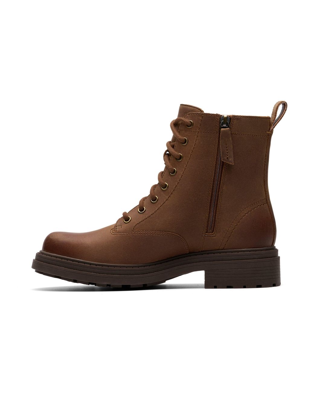 Clarks Brown Orinoco 3 Style Walnut Leather Ankle Boots, Lace Up