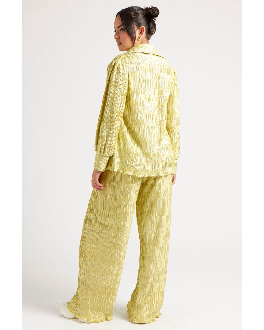 Urban Bliss Yellow Textured Plisse Oversized Shirt