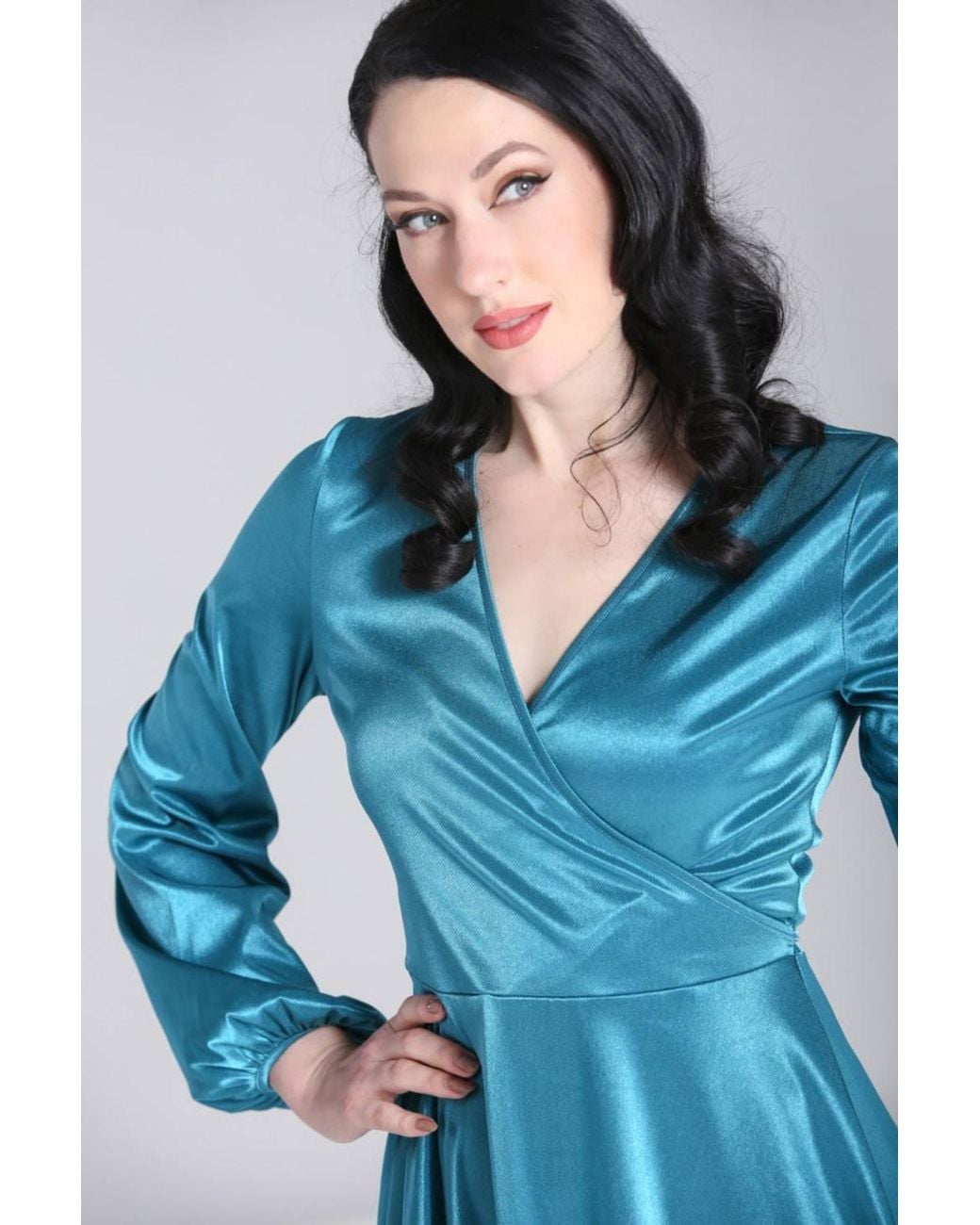 Hell Bunny Blue Emmeline Dark Knee Length Dress