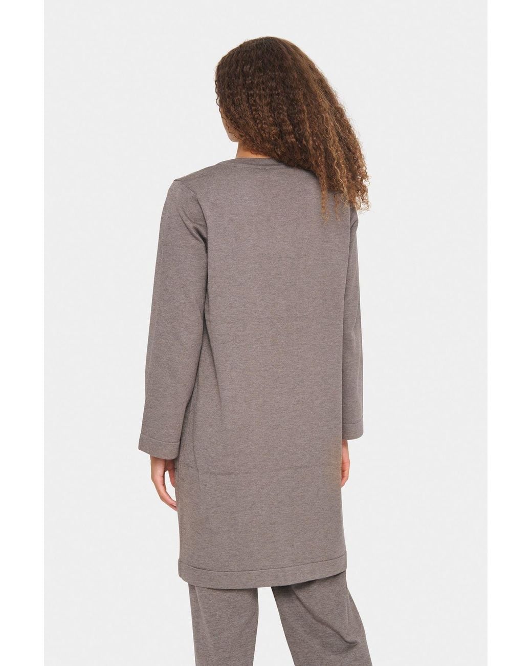Saint Tropez Gray Kila Open Front Above Knee Cardigan