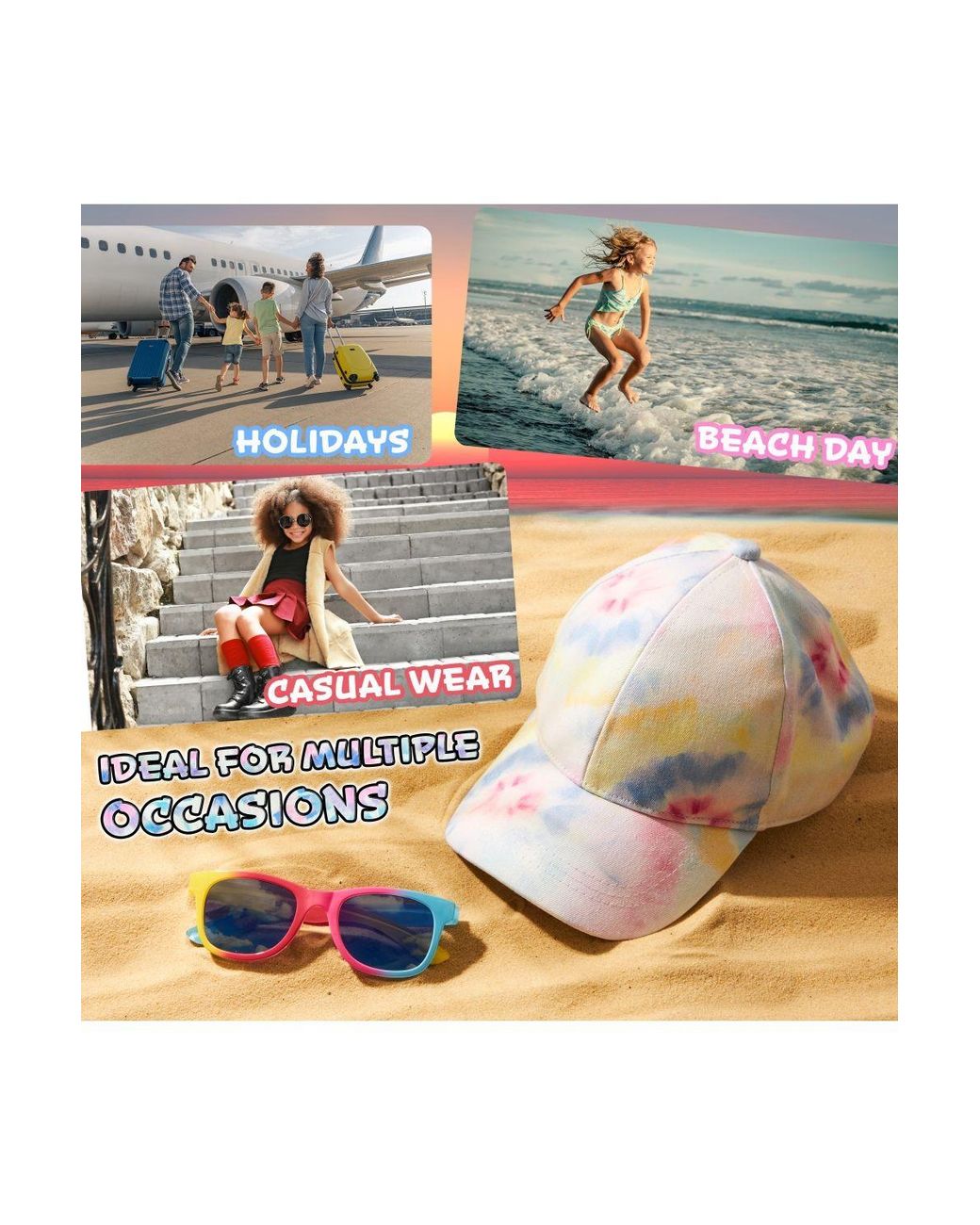 CityComfort White Tiedye Cap With Sunglasses Set