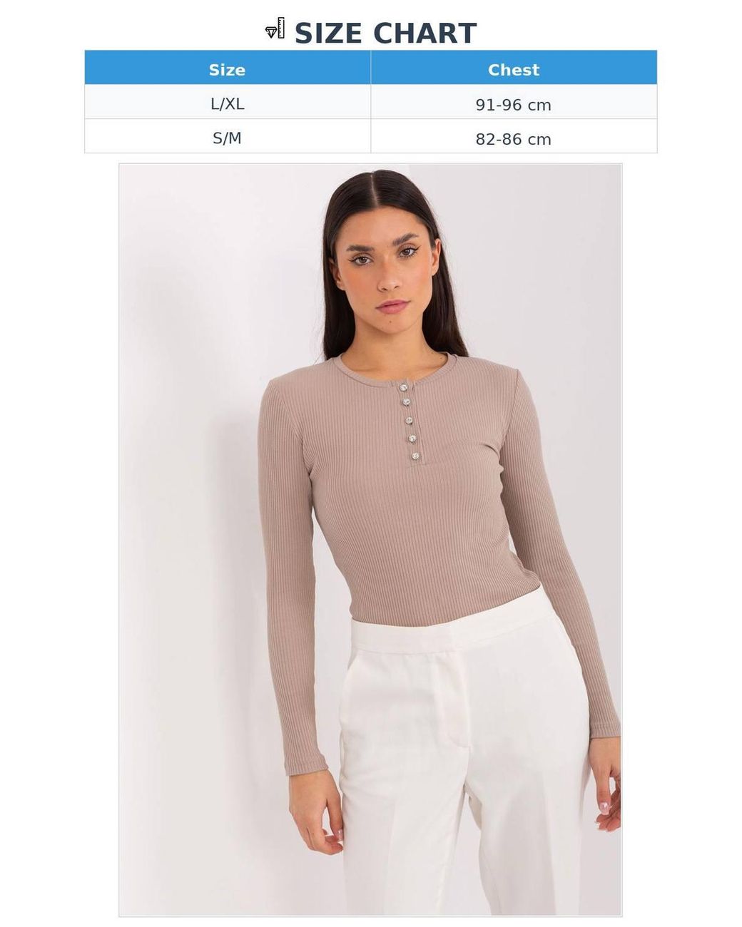 Love Lace Natural Cotton Ribbed Embellished Button Blouse