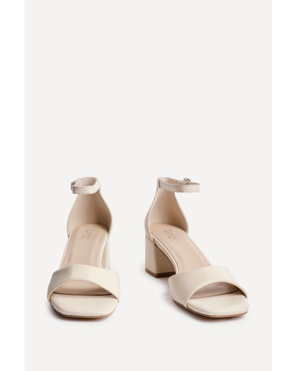 Linzi Natural Maddie Faux Leather Block Heels