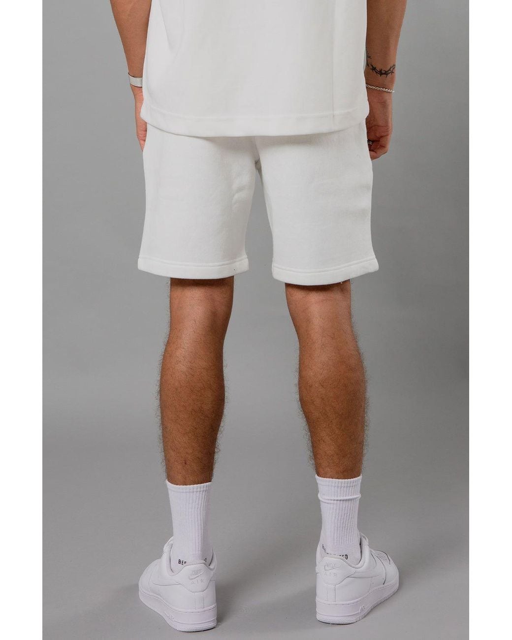 Blank Essentials White Cotton Blend Japanese Graphic Print Shorts for men