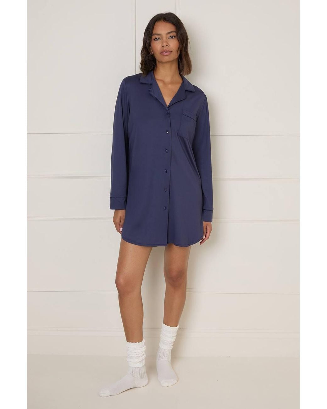 Dorothy Perkins Blue Nightwear Tipped Pyjama Shirt