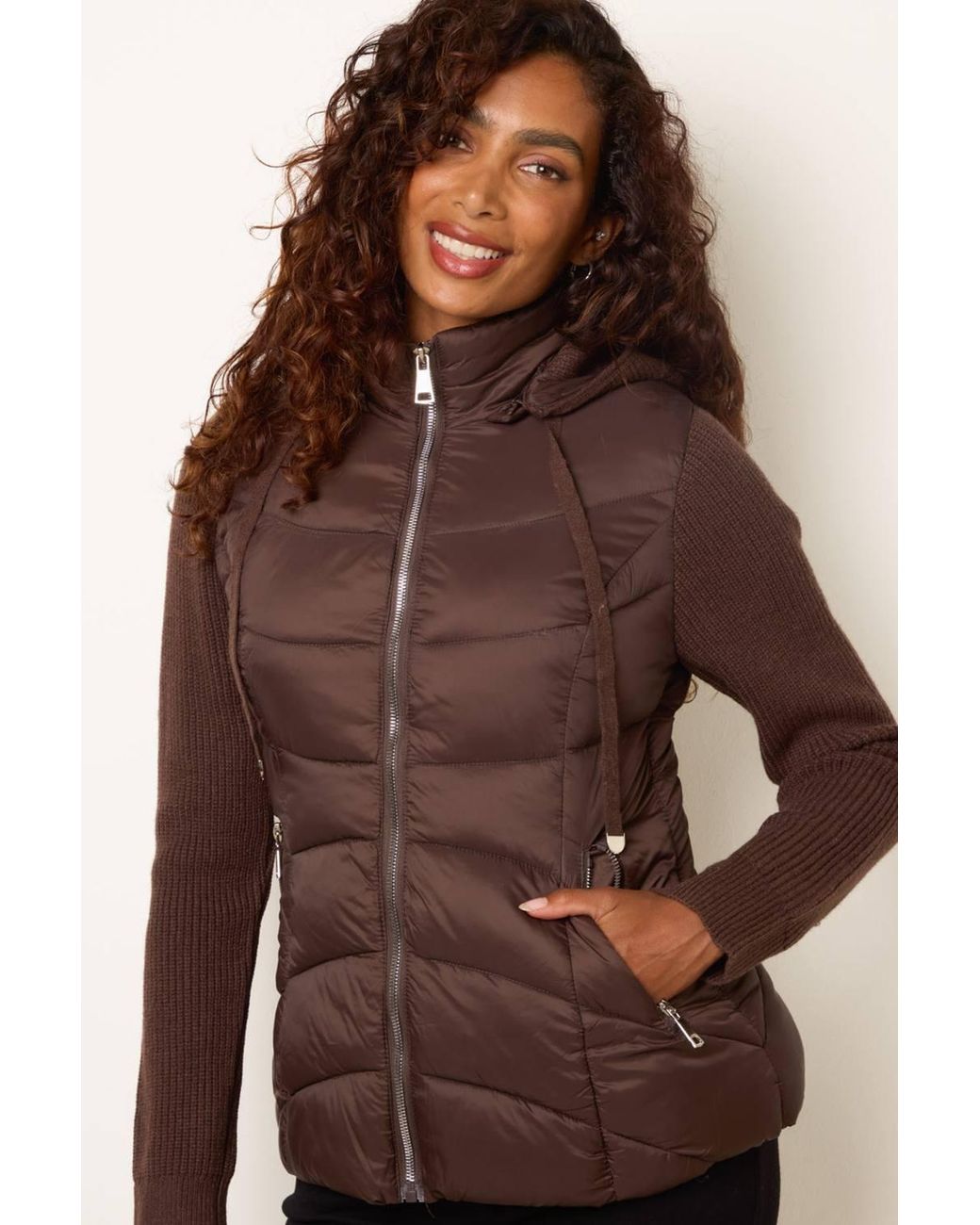 Blue Vanilla Brown Long Sleeve High Neck Jacket
