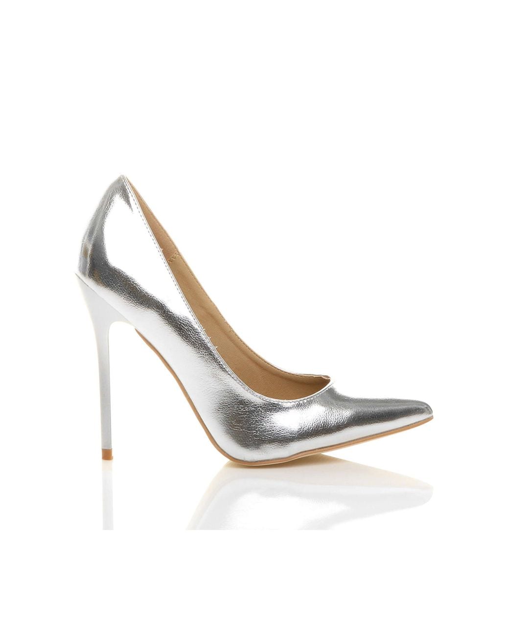 AJVANI White High Heel Stiletto Pointed Toe Party Court Shoes